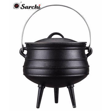 3 Pernas South Africa Potjie Pot, vaso de ferro fundido, caldeirão de ferro fundido para exterior e acampamento